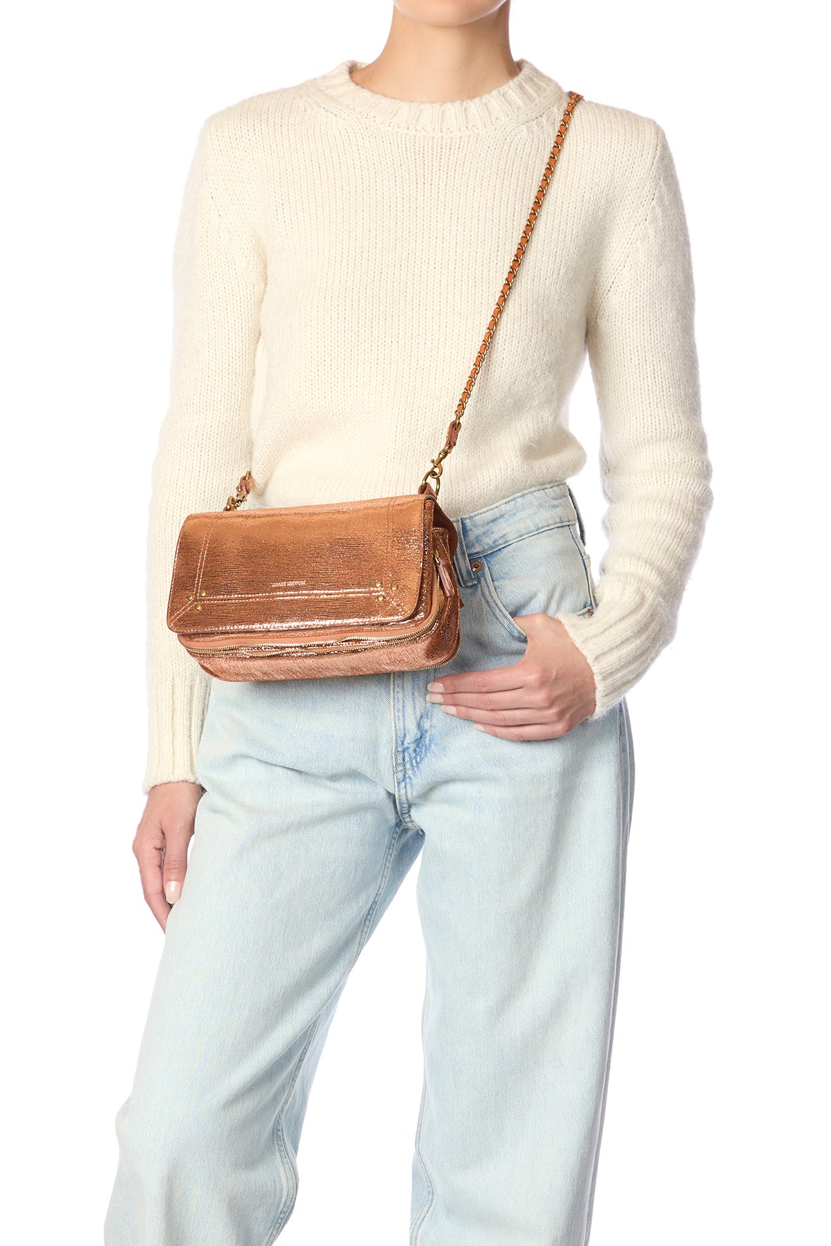 Bobi Bag Lamé Rose Gold Goatskin