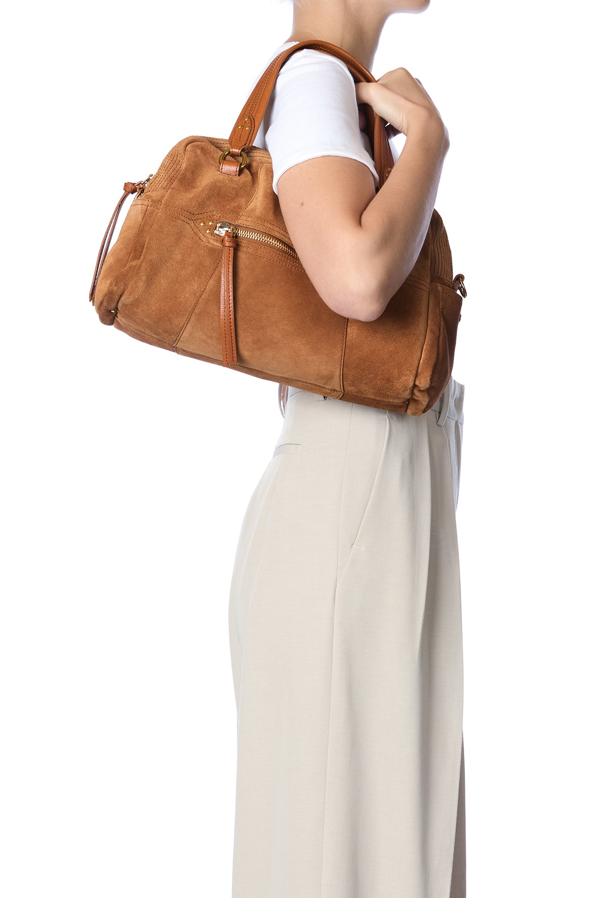 Lucky Bowling Bag Caramel Split Suede