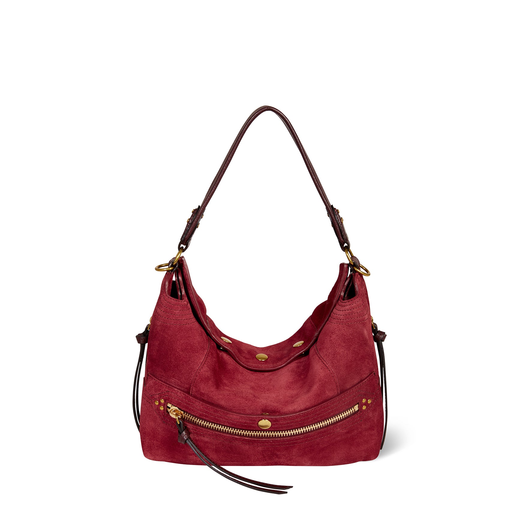 Lucky Hobo Bag Burgundy Split Suede