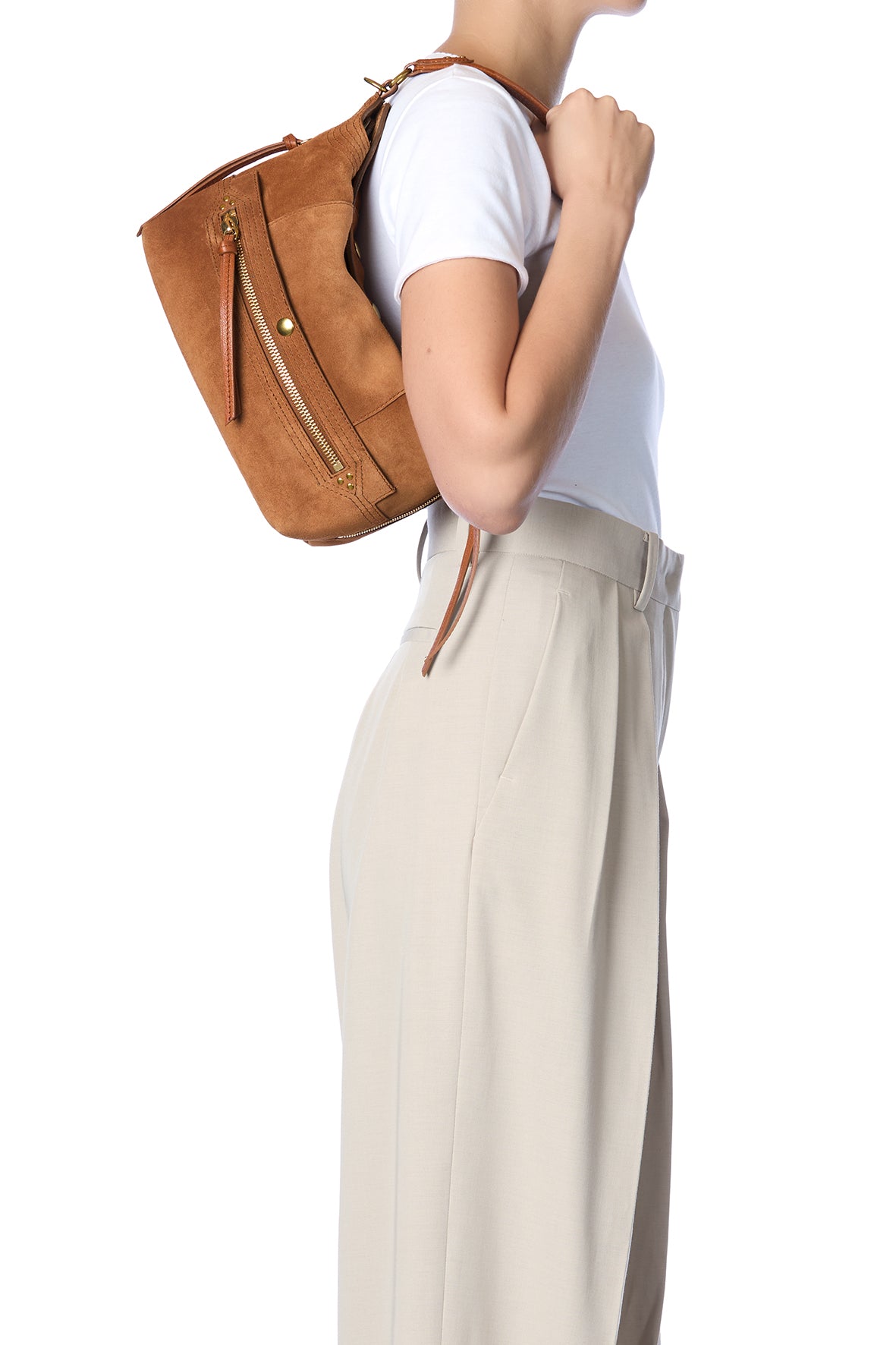 Lucky Hobo Bag Caramel Split Suede