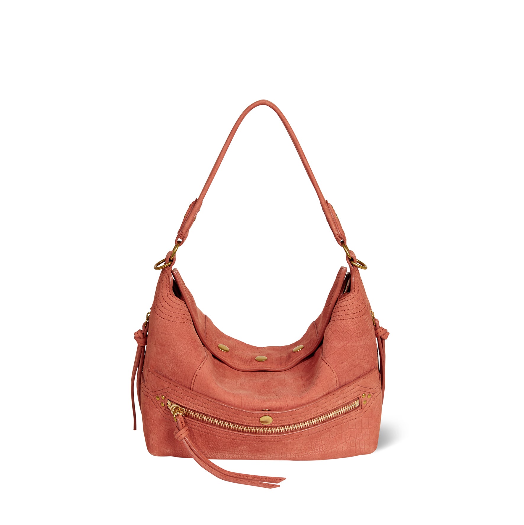 Lucky Hobo Bag Imprimé Croco Terracotta taurillon