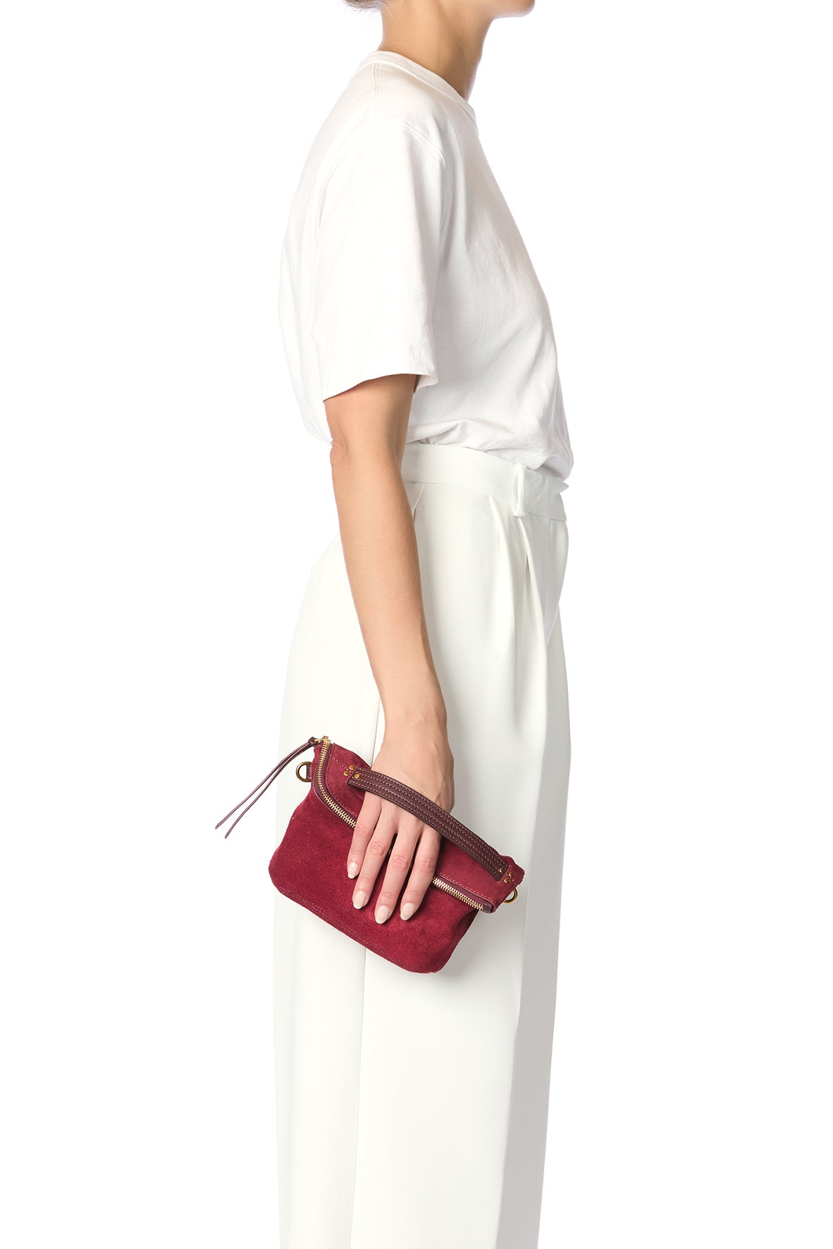 Lucky pochette Burgundy Split Suede