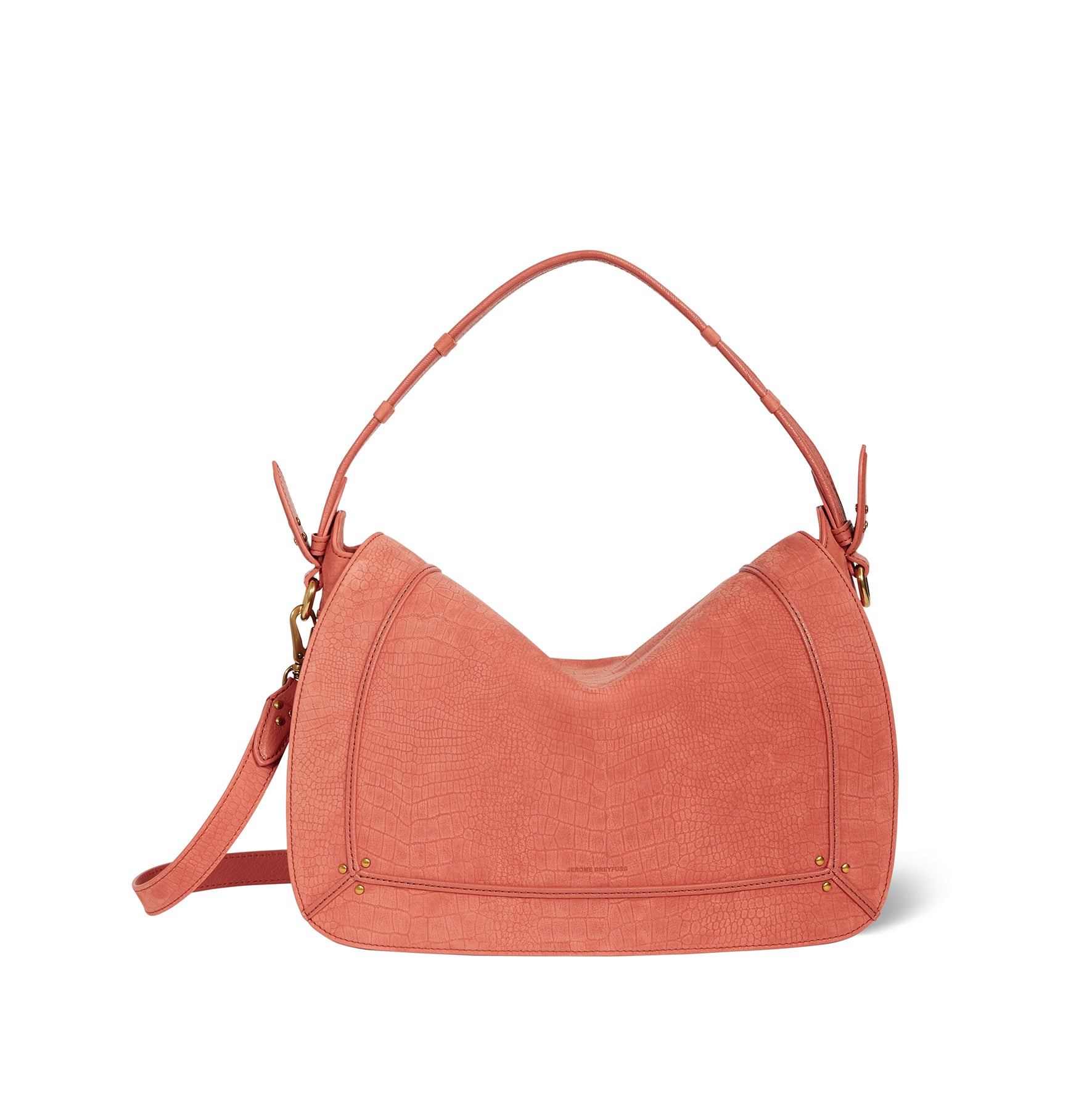 Pepito L Bag Imprimé Croco Terracotta taurillon