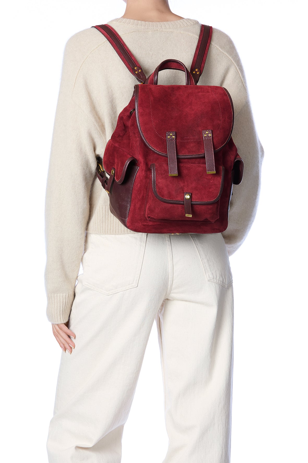 Stan Backpack Bag Burgundy Split Suede