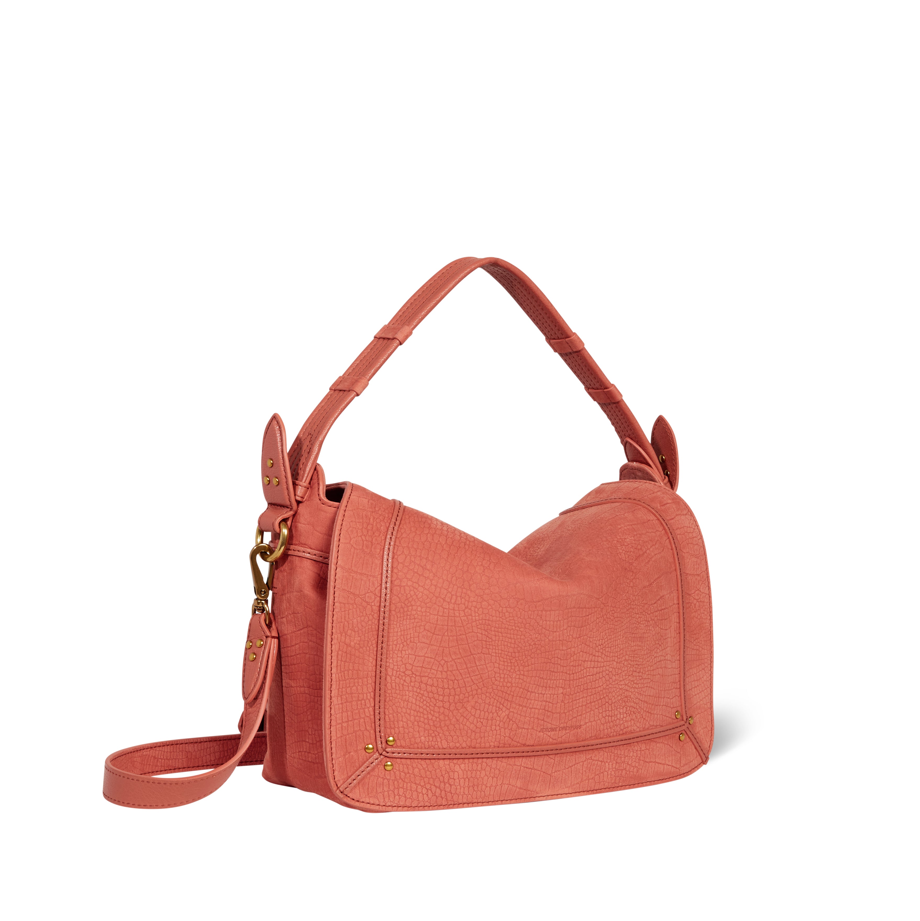 Sac Pepito M Taurillon Imprimé Croco Terracotta