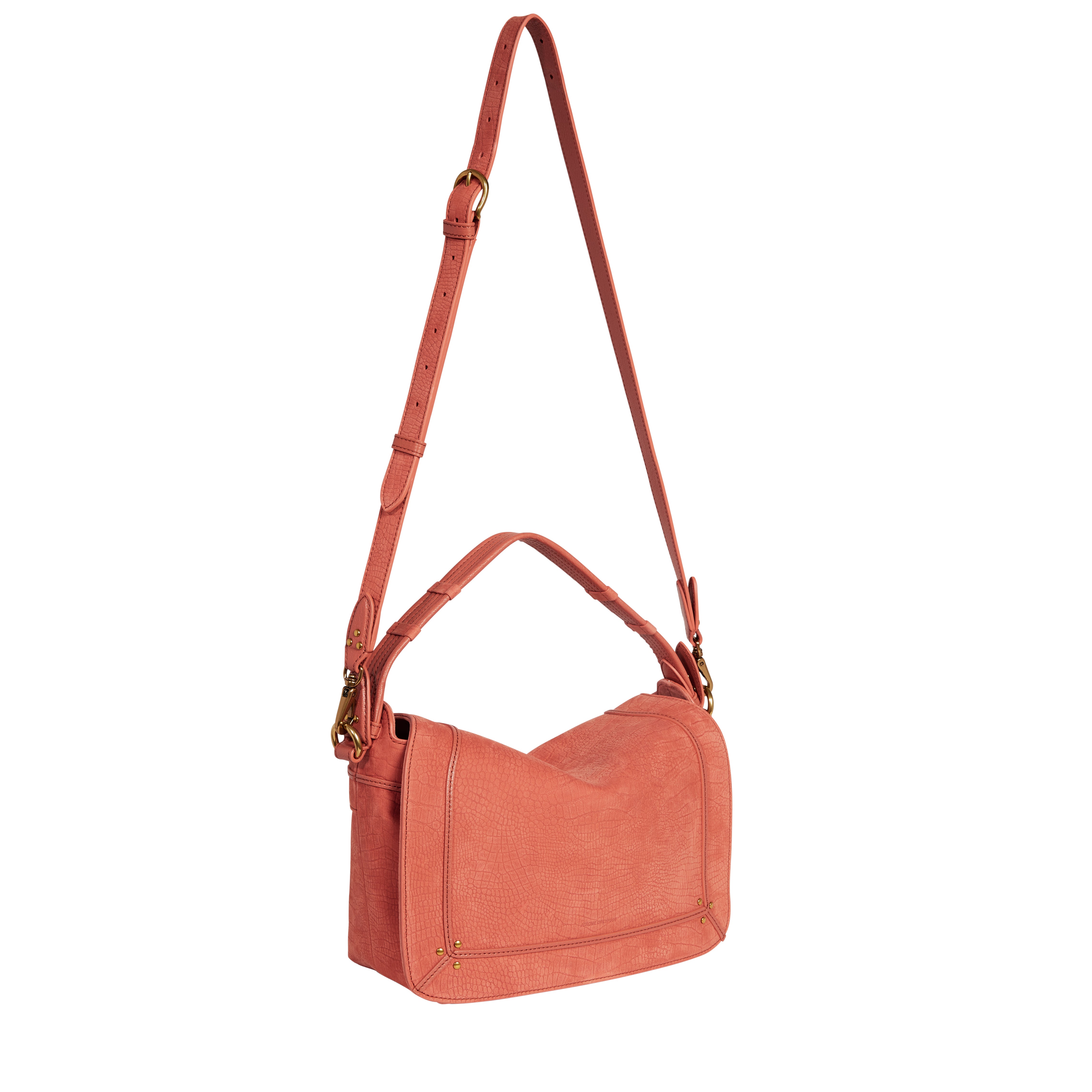 Sac Pepito M Taurillon Imprimé Croco Terracotta