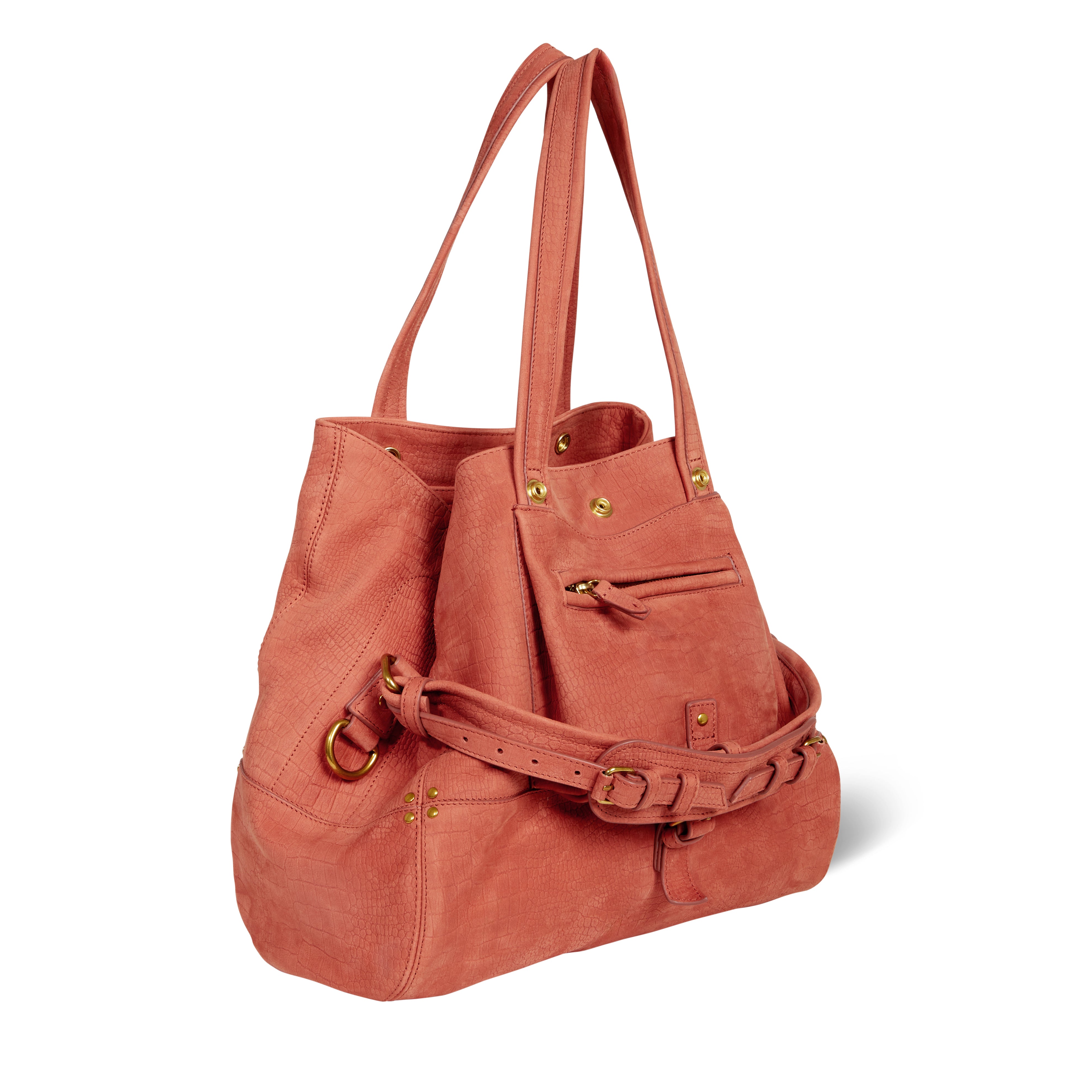 Sac Billy M Taurillon Imprimé Croco Terracotta