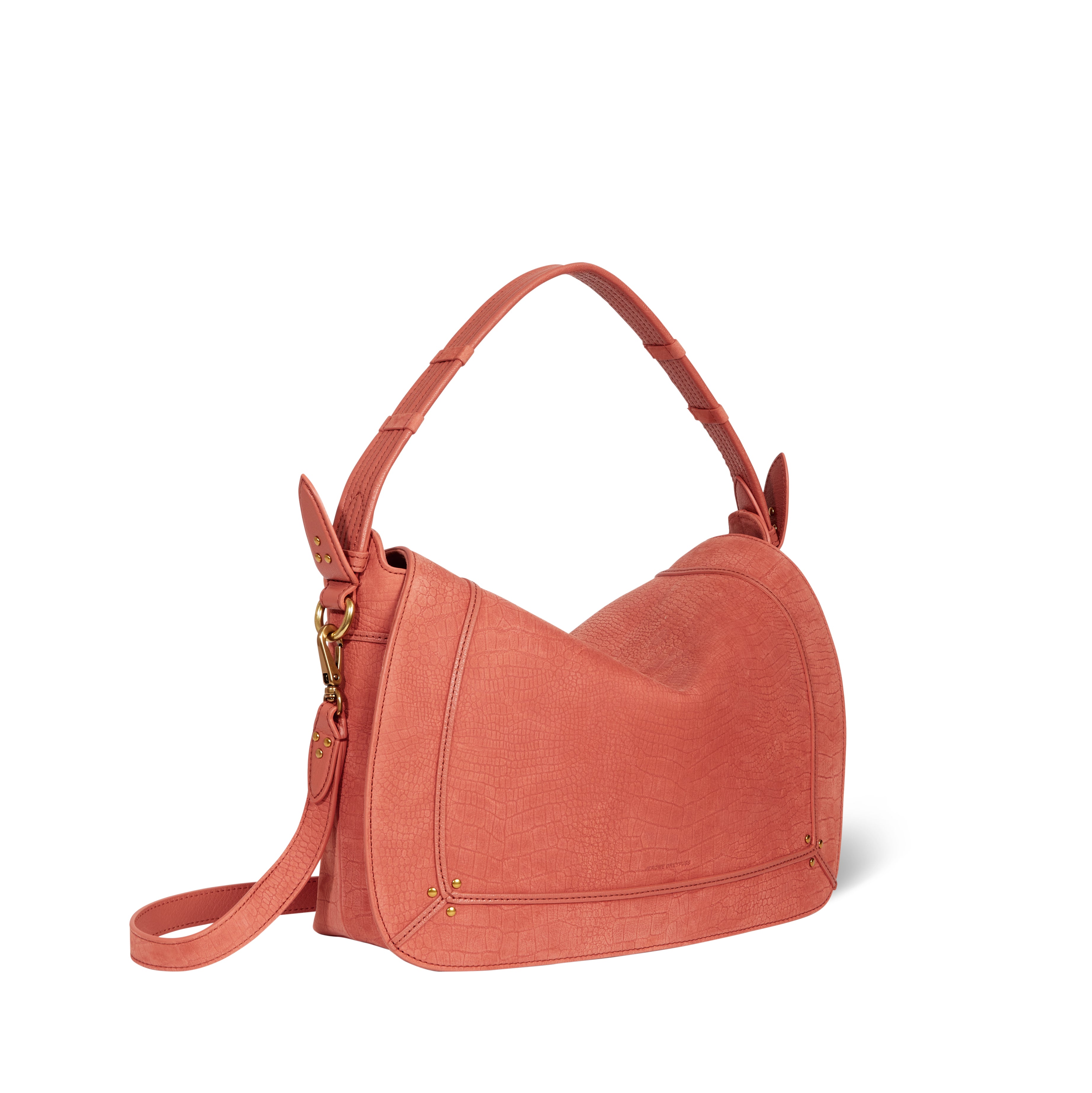 Sac Pepito L Taurillon Imprimé Croco Terracotta