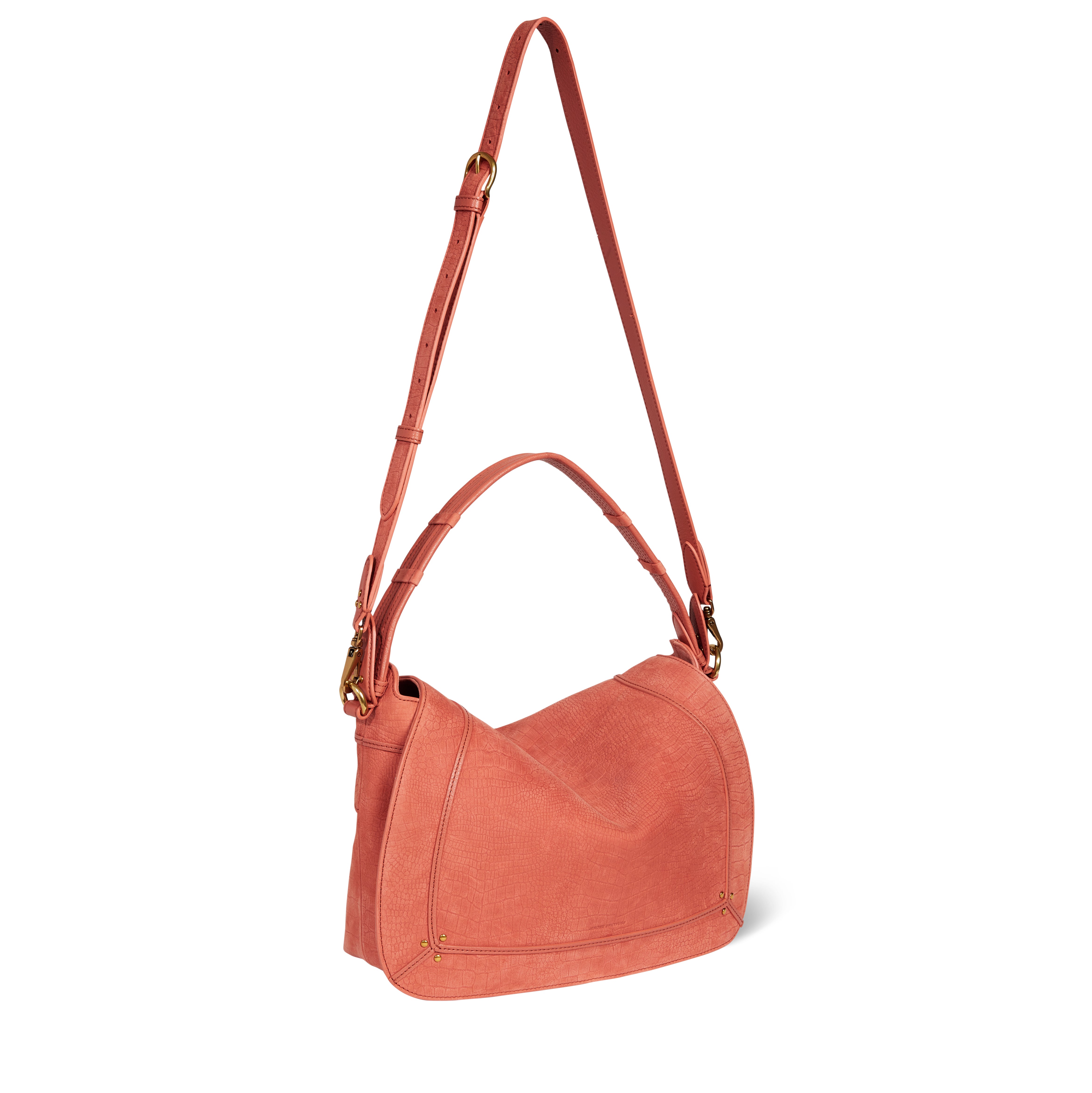 Sac Pepito L Taurillon Imprimé Croco Terracotta