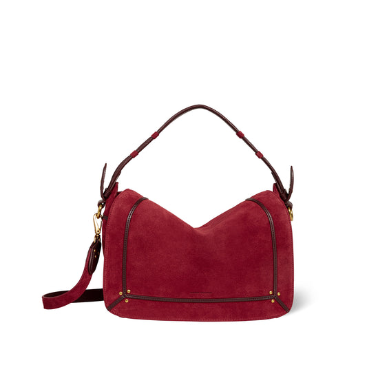 Sac Pepito M Croûte Velours Burgundy