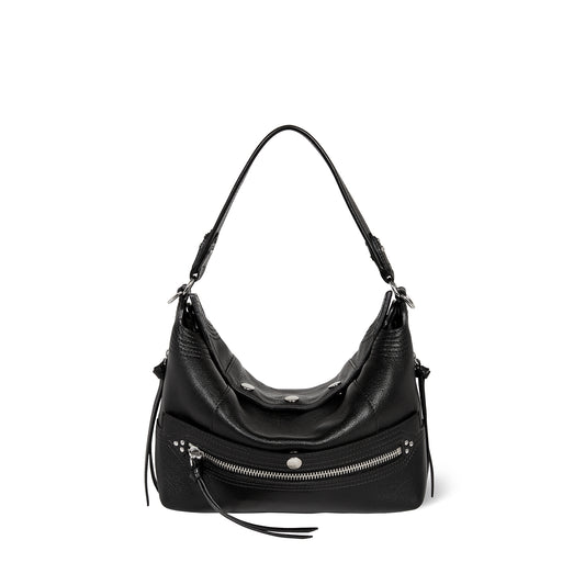 Sac Lucky Hobo Buffle Noir Silver