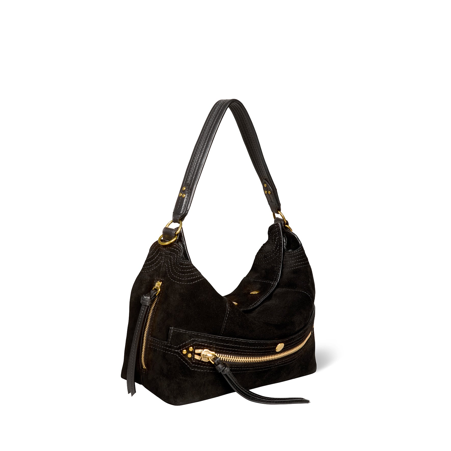 Sac Lucky Hobo Croûte Velours Noir