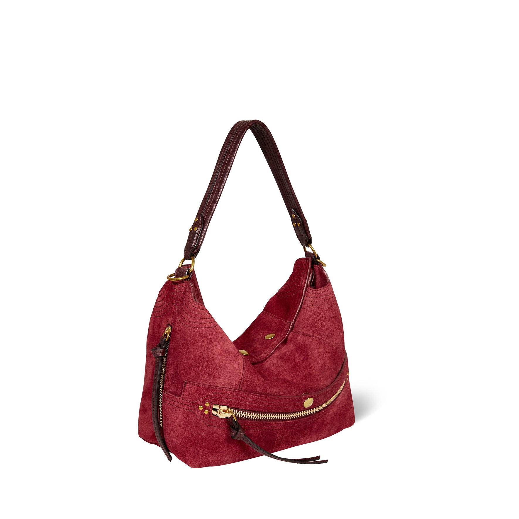 Sac Lucky Hobo Croûte Velours Burgundy