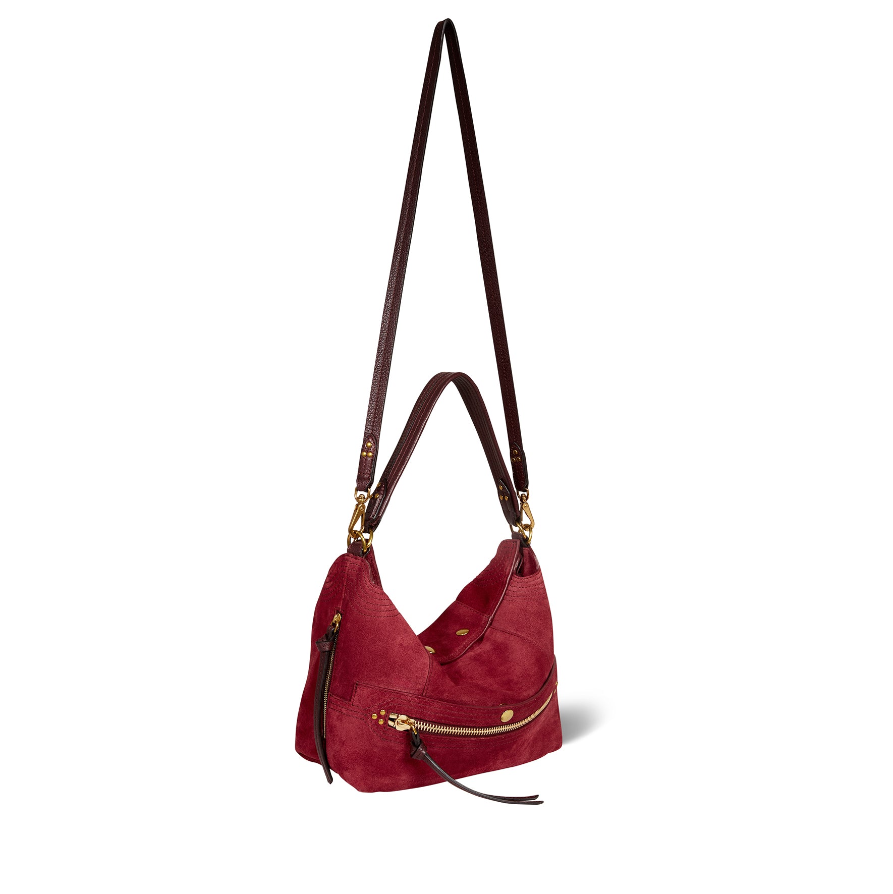 Sac Lucky Hobo Croûte Velours Burgundy