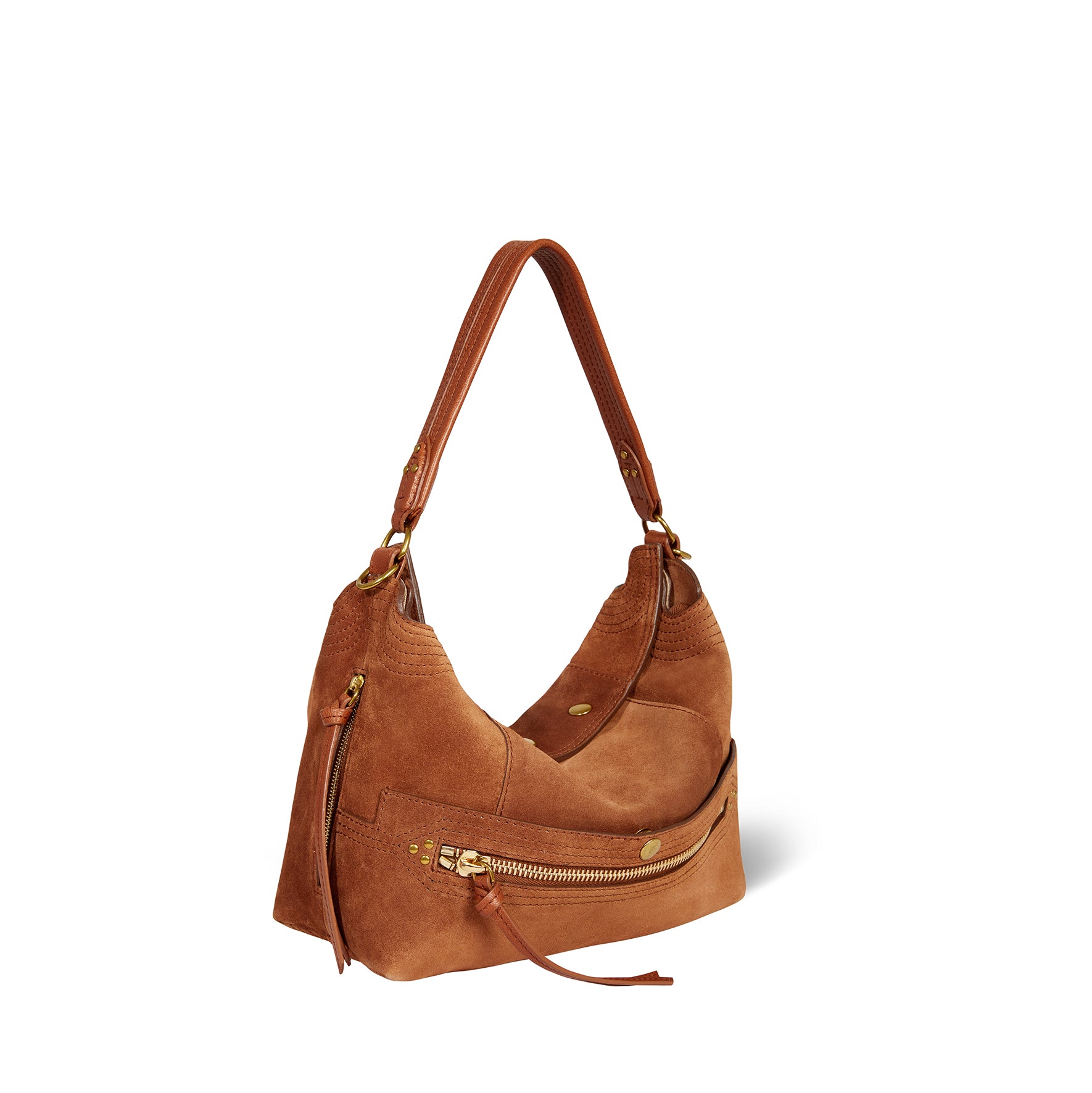 Sac Lucky Hobo Croûte Velours Caramel