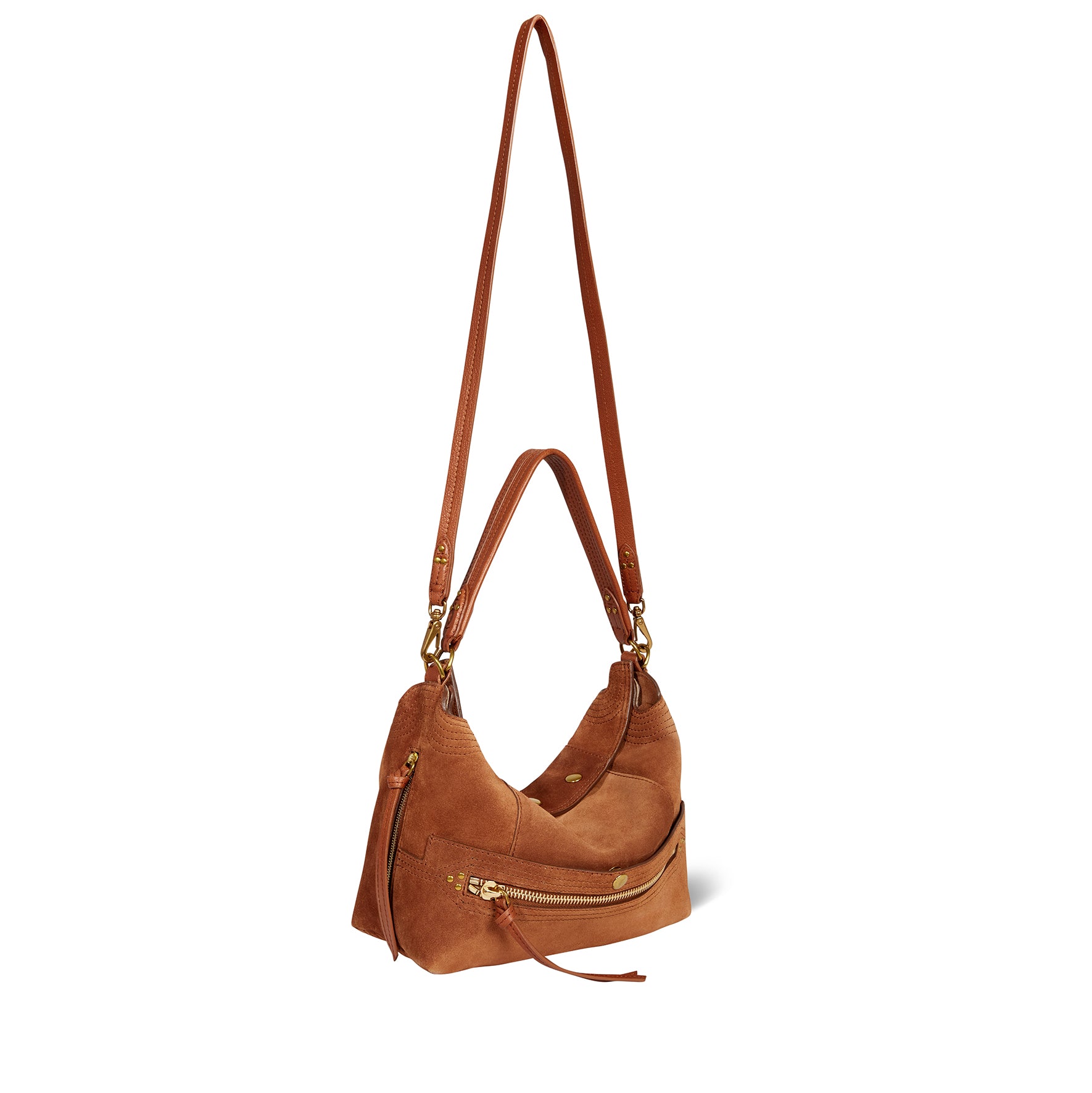 Sac Lucky Hobo Croûte Velours Caramel