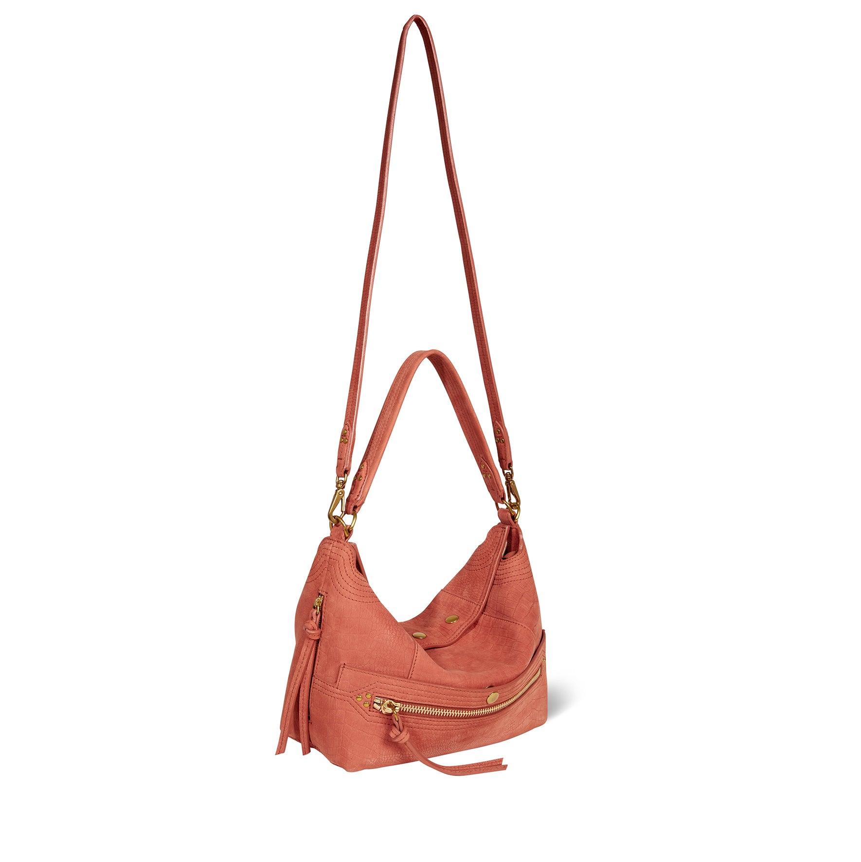 Sac Lucky Hobo Taurillon Imprimé Croco Terracotta