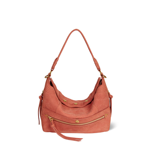 Sac Lucky Hobo Taurillon Imprimé Croco Terracotta